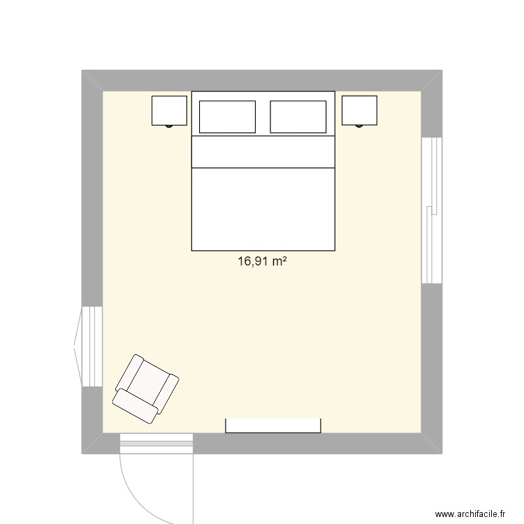 CHAMBRE  MAITRE. Plan de 1 pièce et 17 m2