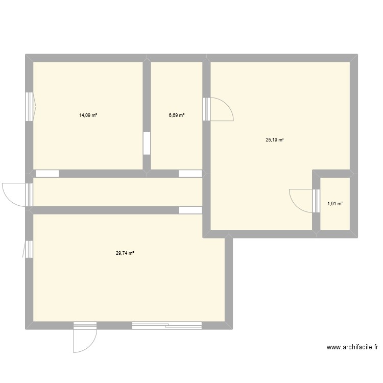 Bouillargues modifications. Plan de 5 pièces et 78 m2