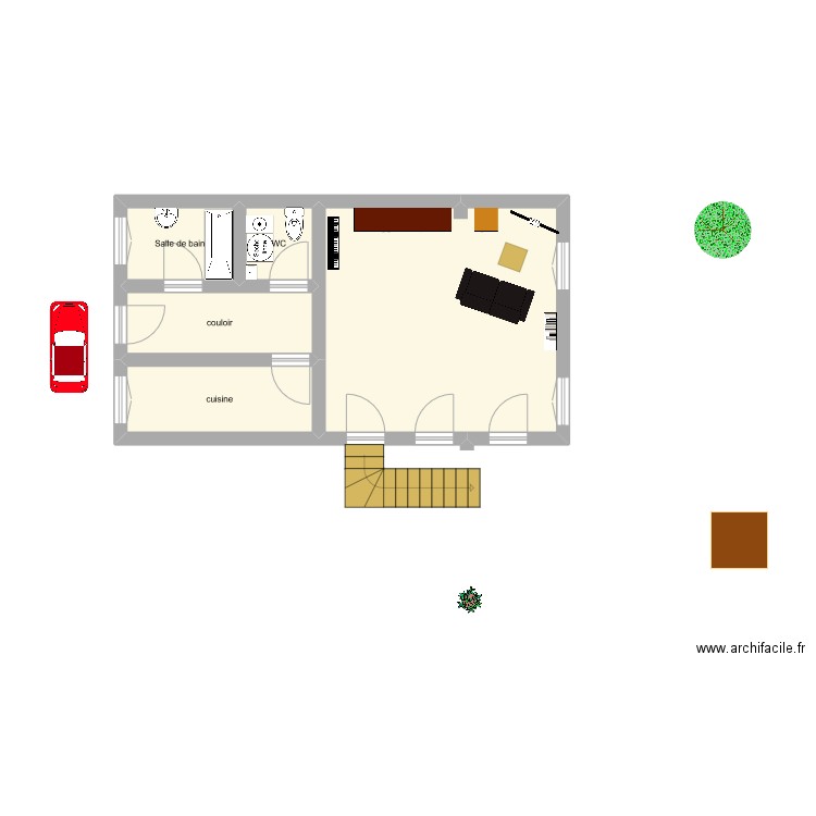 Maison. Plan de 5 pièces et 38 m2