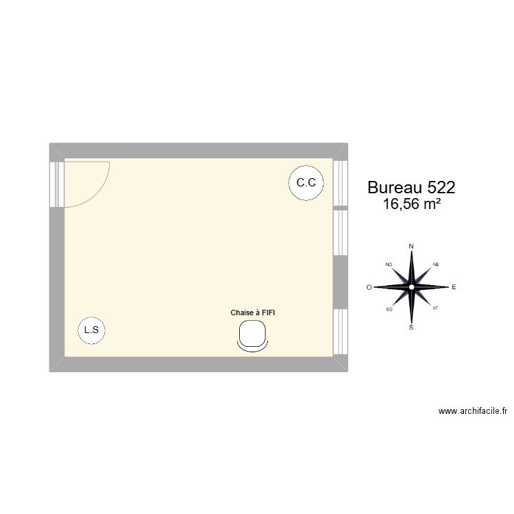 Bureau R 522 - L.SCHRICKE - C.CHOLLET. Plan de 1 pièce et 17 m2