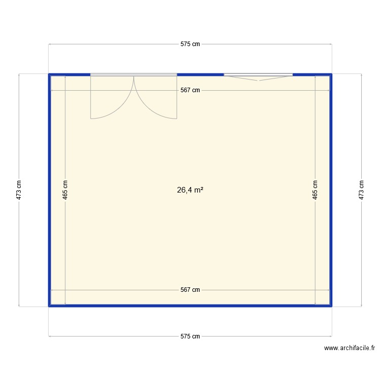 base studio . Plan de 1 pièce et 26 m2