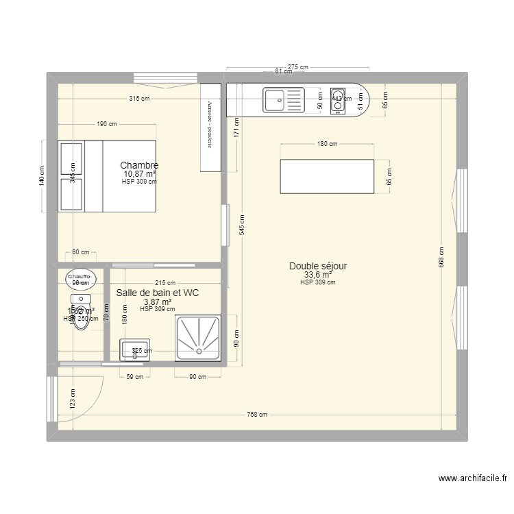 Appart Lunel. Plan de 4 pièces et 50 m2