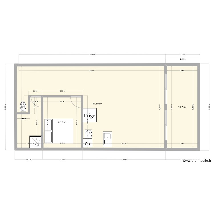 la baule. Plan de 3 pièces et 61 m2