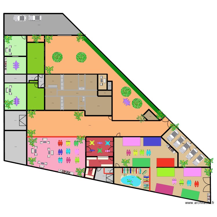 RESTO NORD + CAMPING TINY SUD 0711. Plan de 45 pièces et 1837 m2