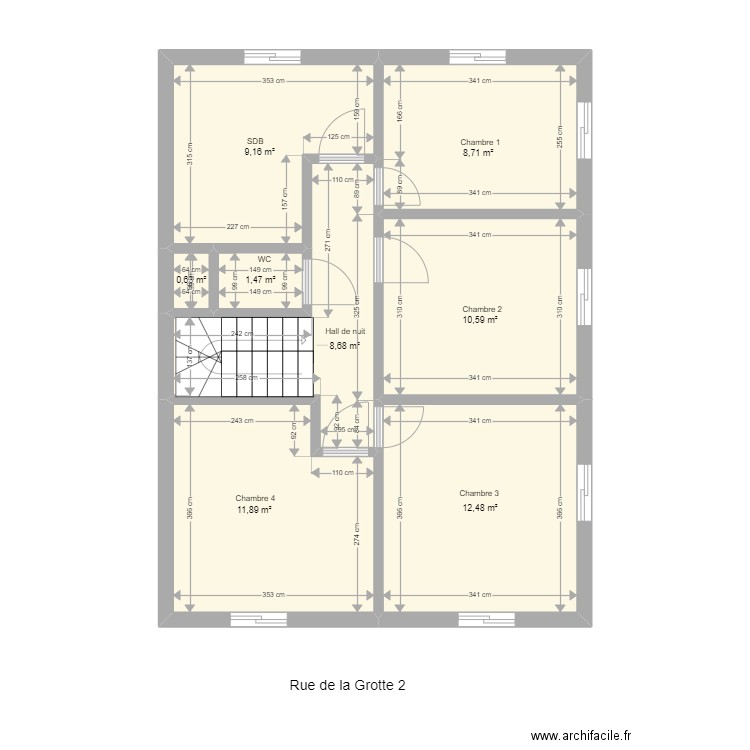 grotte 2 vielsalm 1e Et. Plan de 8 pièces et 64 m2