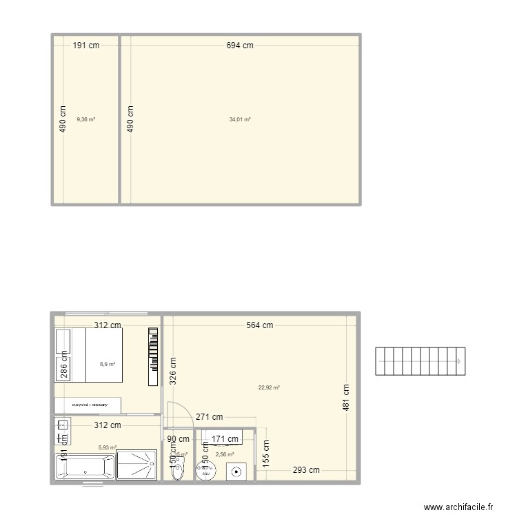 plan sol n1. Plan de 7 pièces et 85 m2