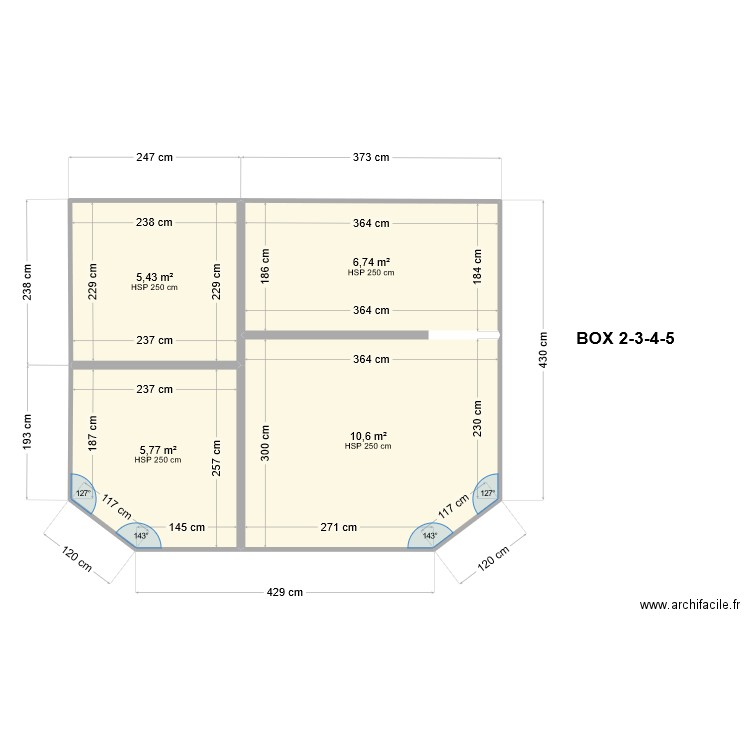 BOX 2-3-4-5. Plan de 4 pièces et 29 m2