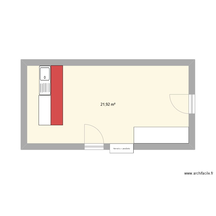 LUDNA 2. Plan de 1 pièce et 22 m2