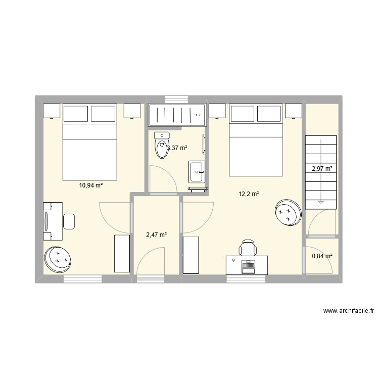 garage habitation 2. Plan de 6 pièces et 33 m2