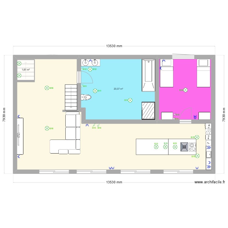 ETAGE VIP. Plan de 7 pièces et 176 m2