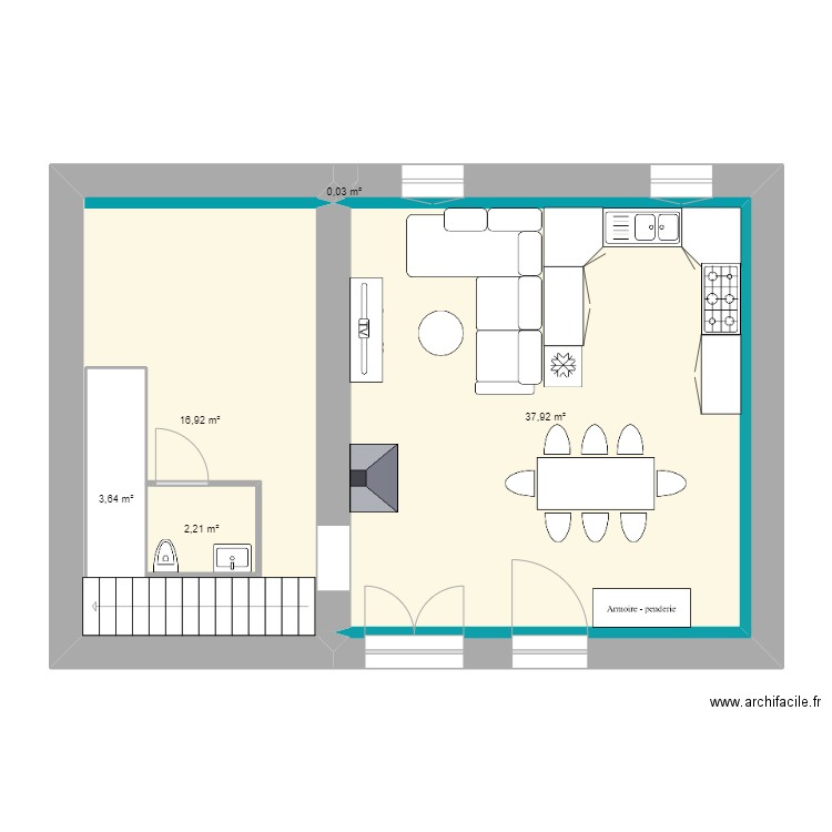 plan rdc. Plan de 6 pièces et 67 m2