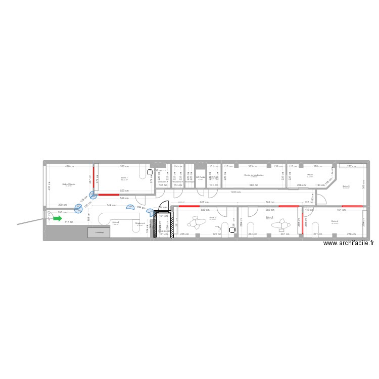 1301522. Plan de 17 pièces et 179 m2