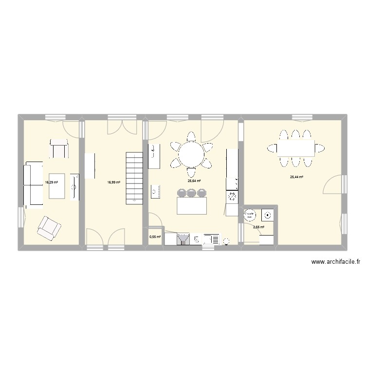 Maison. Plan de 6 pièces et 87 m2