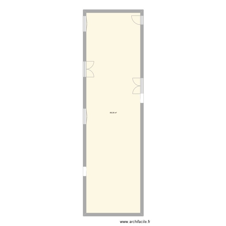 salle1. Plan de 1 pièce et 86 m2