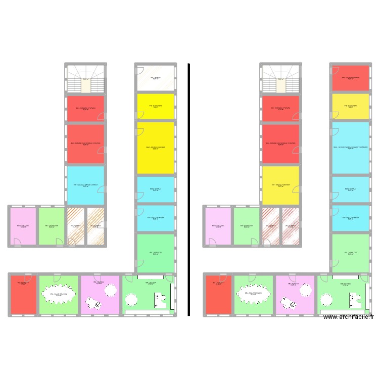 Bureaux DSR. Plan de 36 pièces et 575 m2