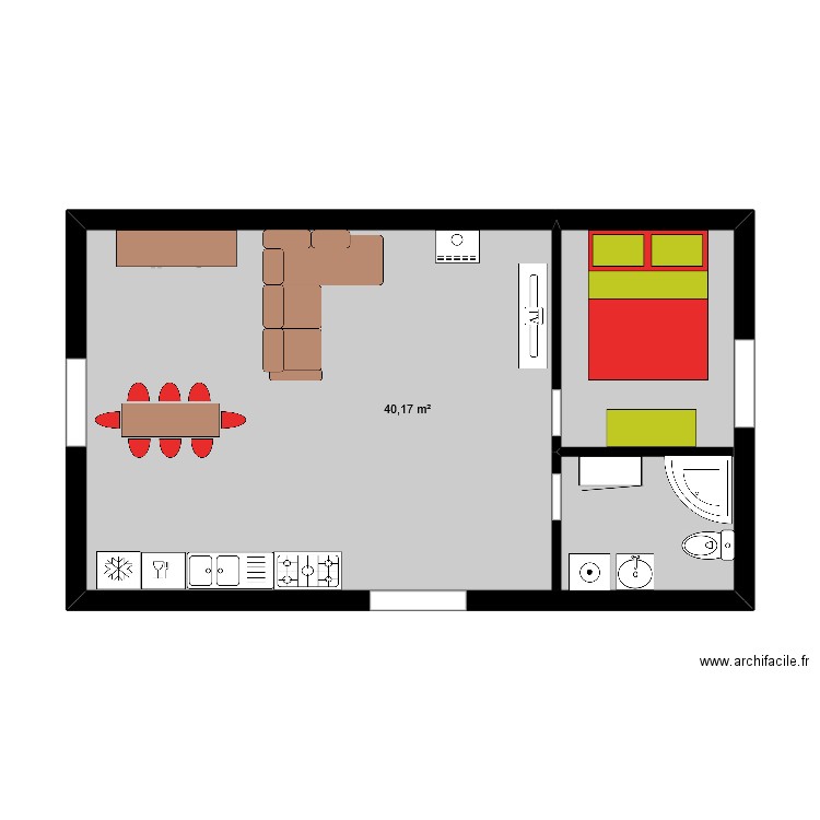 chalet . Plan de 1 pièce et 40 m2