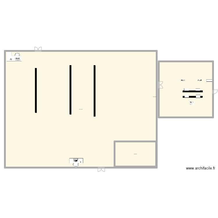 amenagement atelier. Plan de 3 pièces et 878 m2