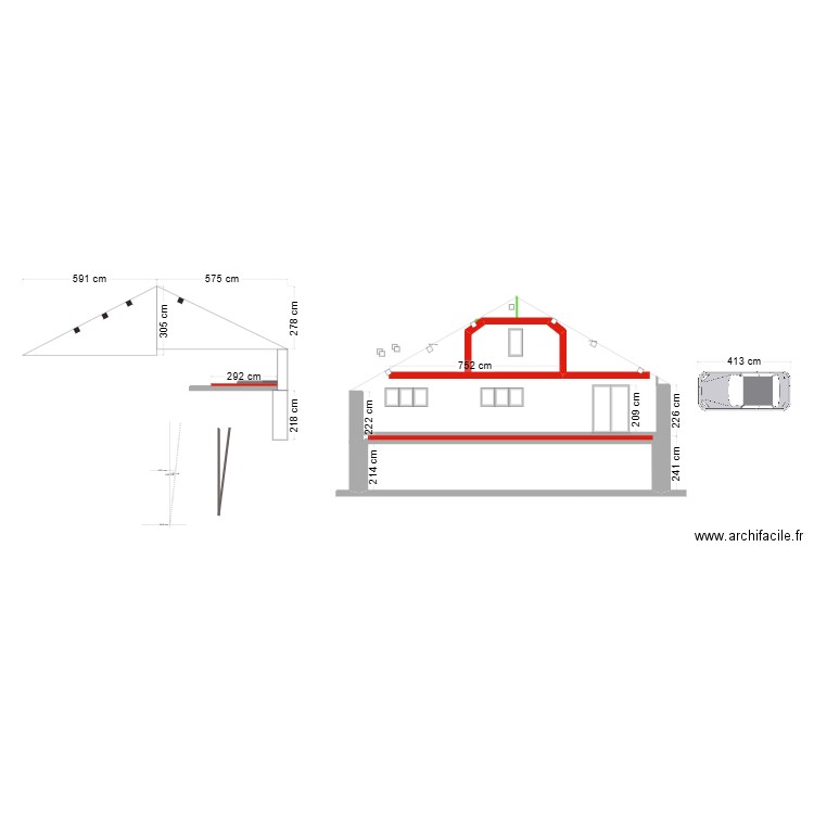 coupe pignon. Plan de 0 pièce et 0 m2