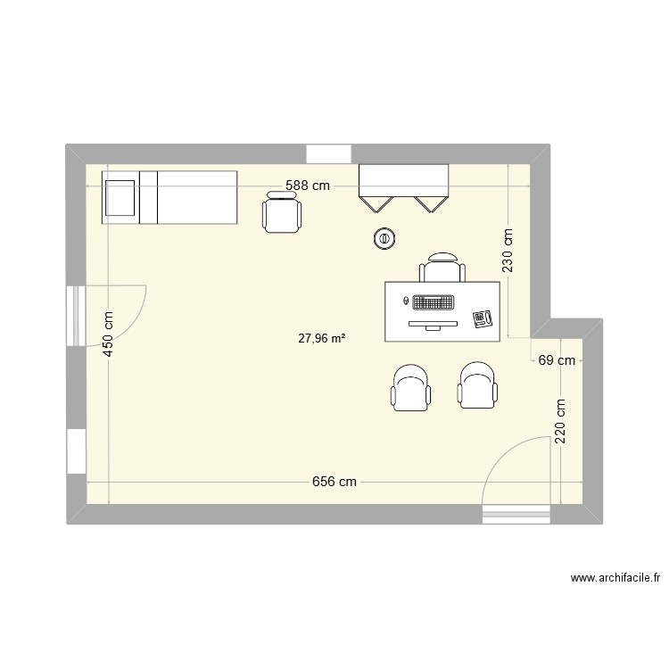 SF1 maison médicale. Plan de 1 pièce et 28 m2