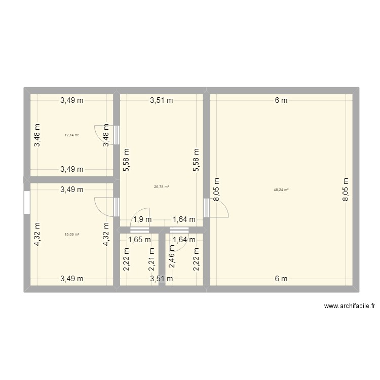 LETOR. Plan de 4 pièces et 102 m2