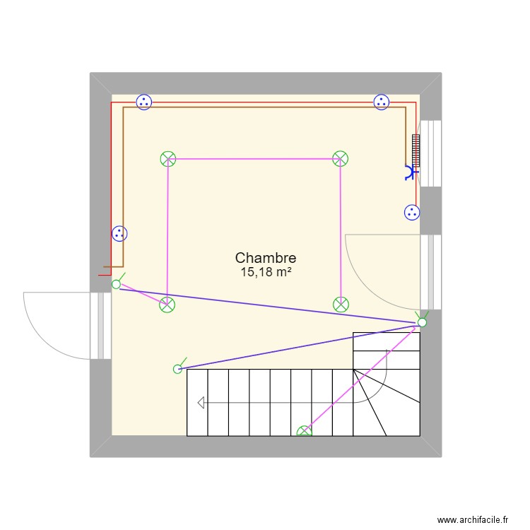 chambre bas nadege. Plan de 1 pièce et 15 m2