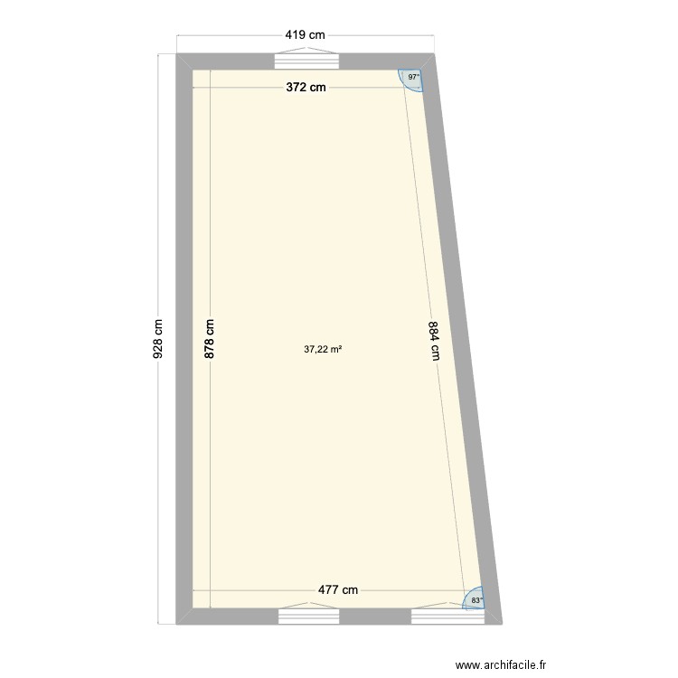 niveau 3 felletin vide . Plan de 1 pièce et 37 m2