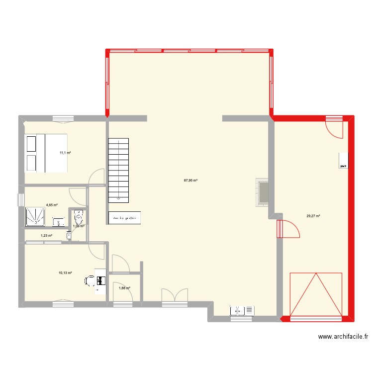 rdc maison bas cana 2. Plan de 8 pièces et 147 m2