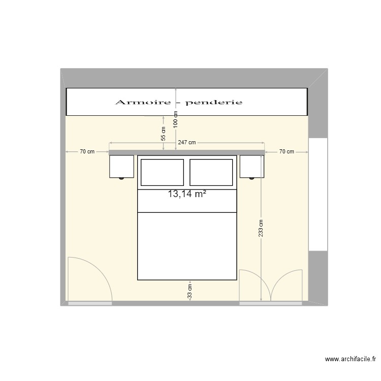 chambre parental. Plan de 1 pièce et 13 m2