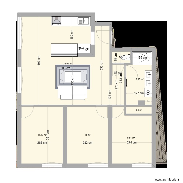 Appart tram calypso 14etage 02-02-25. Plan de 7 pièces et 77 m2