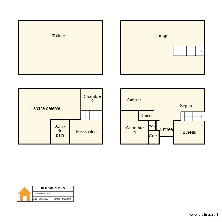 PLEUVEN OUANG. Plan de 11 pièces et 61 m2