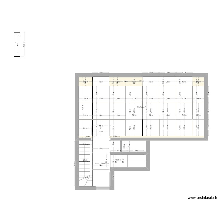 carrelage 2. Plan de 1 pièce et 40 m2