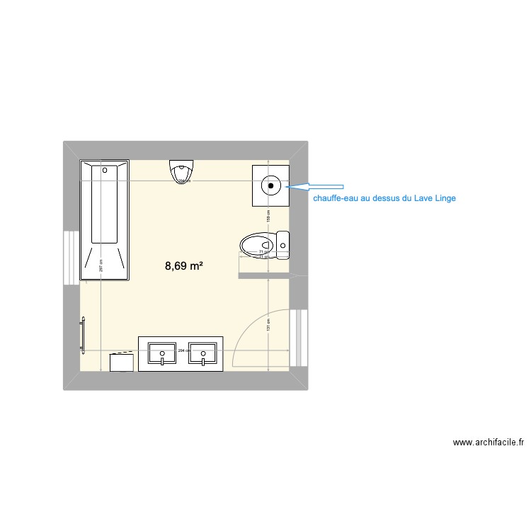 AUFFRET GAELLE. Plan de 1 pièce et 9 m2