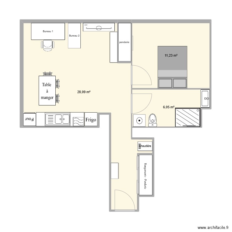 Appartement Pau. Plan de 5 pièces et 48 m2