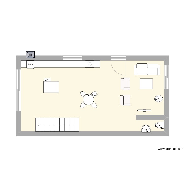 Intergénération. Plan de 1 pièce et 30 m2