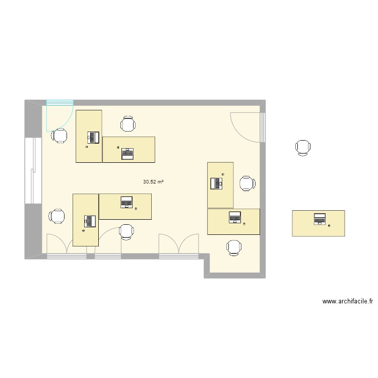 Plan Bureau. Plan de 1 pièce et 31 m2