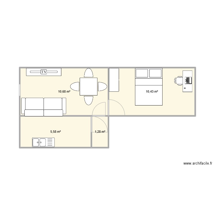 st charles. Plan de 4 pièces et 28 m2