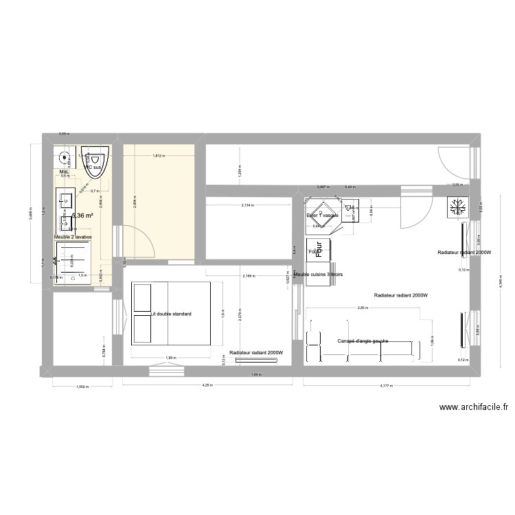 PROJET AULT 2025 AMENAGEMENT SALLE DE BAIN V1. Plan de 2 pièces et 11 m2