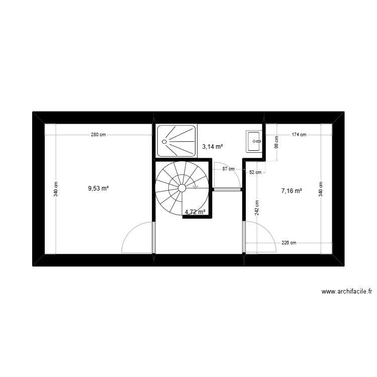 canet étage . Plan de 4 pièces et 25 m2