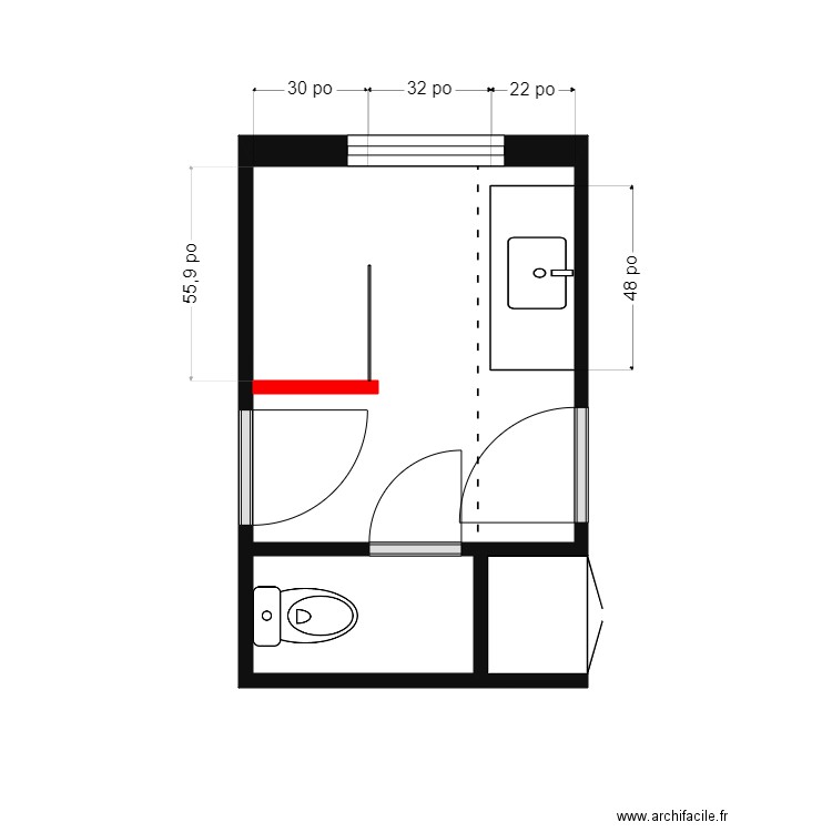 Collard sdb 2. Plan de 2 pièces et 6 m2