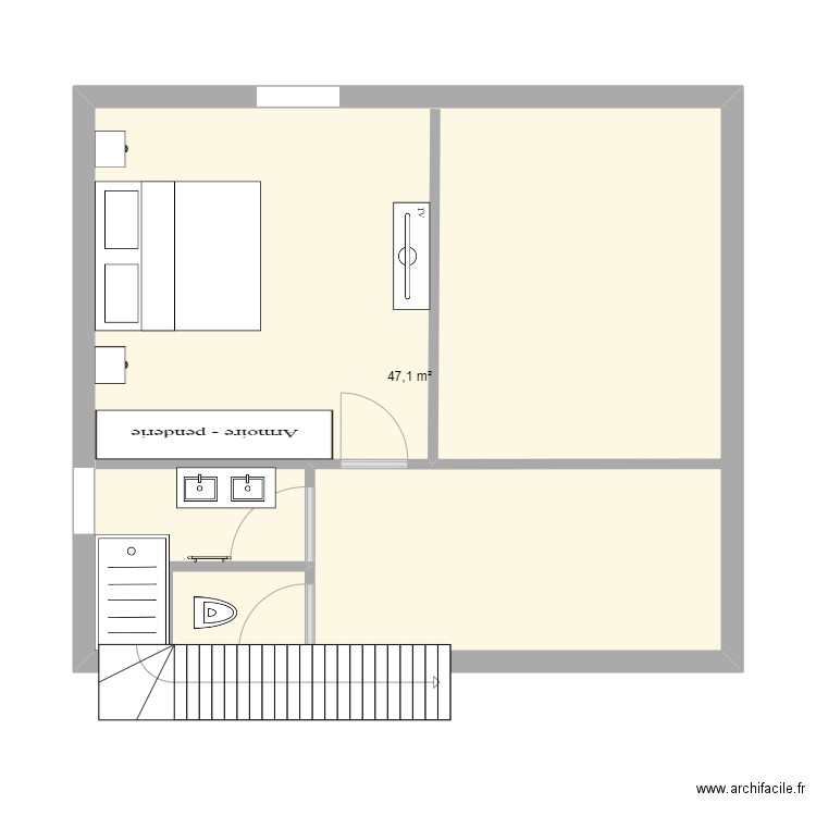 MAISON SOULTZ. Plan de 1 pièce et 47 m2