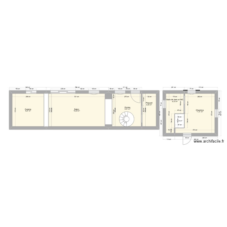 Plan Rdc. Plan de 7 pièces et 55 m2