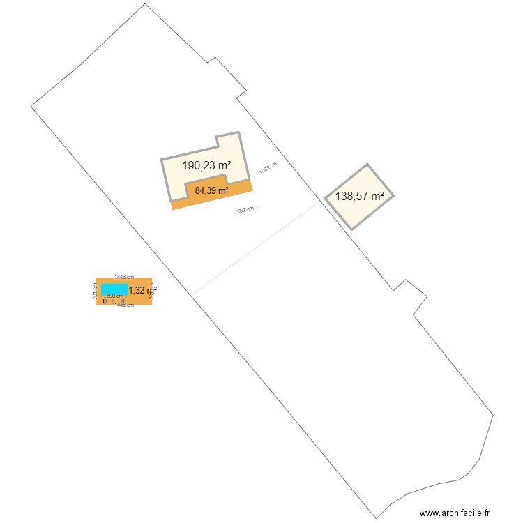 piscine. Plan de 2 pièces et 329 m2