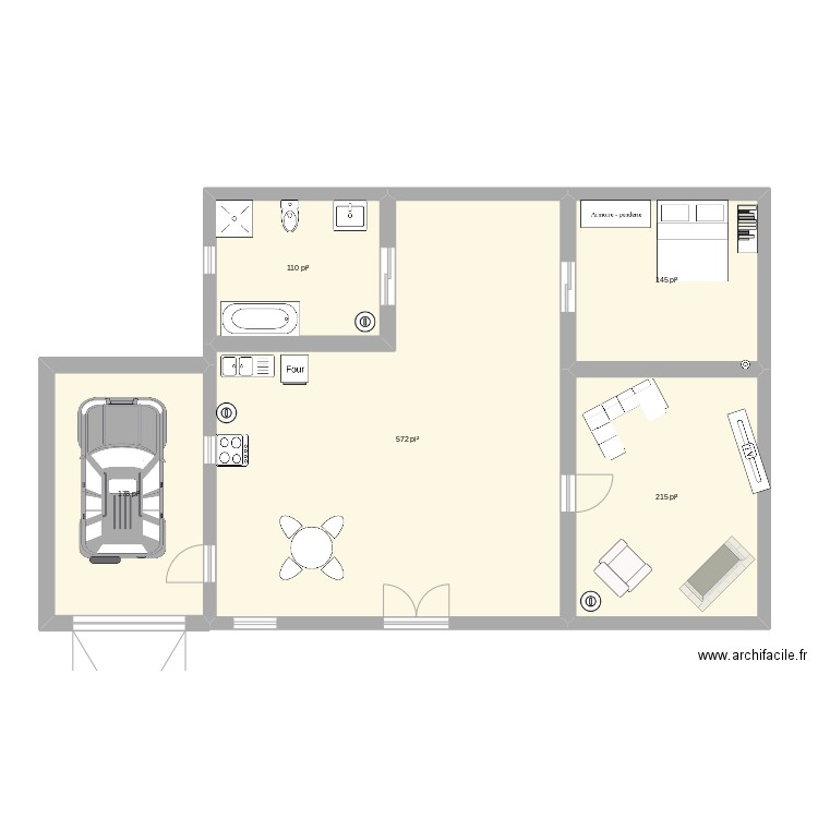 maison. Plan de 5 pièces et 113 m2