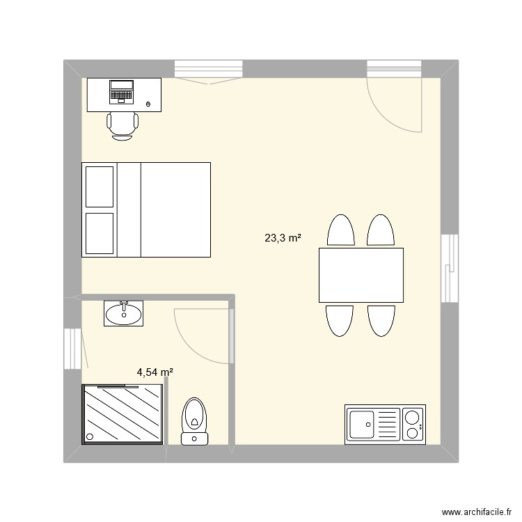 pigeonnier domi. Plan de 2 pièces et 28 m2