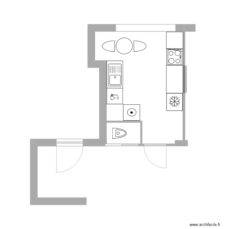 Appart base WC entrée long. Plan de 0 pièce et 0 m2