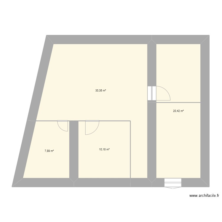 Pleine Faye RDC. Plan de 4 pièces et 69 m2