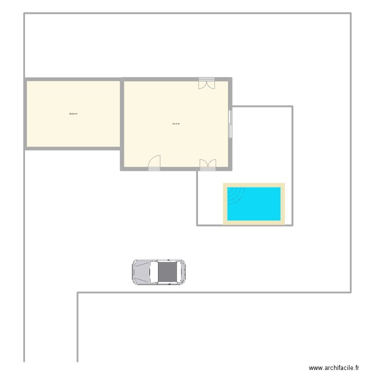 222. Plan de 2 pièces et 87 m2