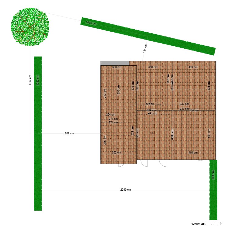 plan de masse avec modification. Plan de 2 pièces et 141 m2