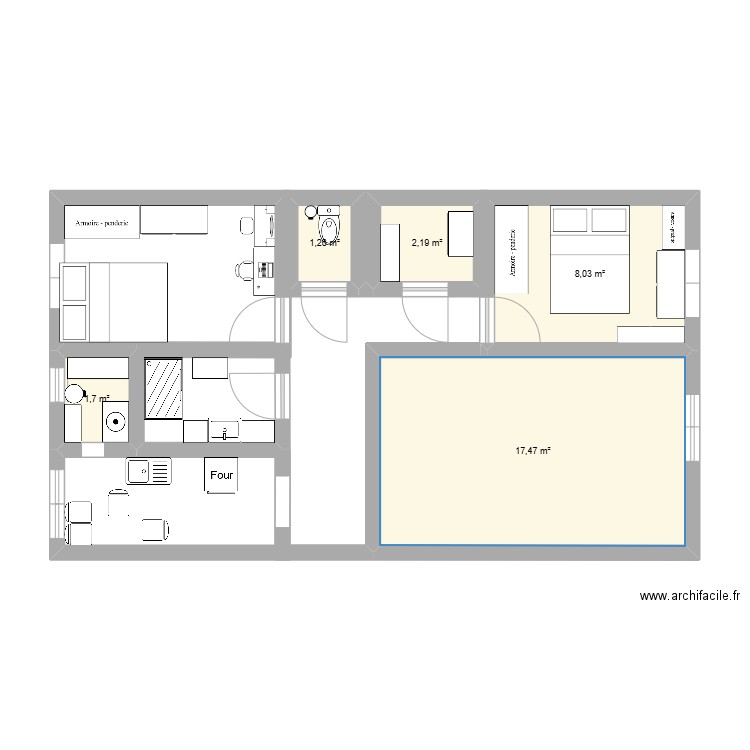 Maison. Plan de 5 pièces et 31 m2