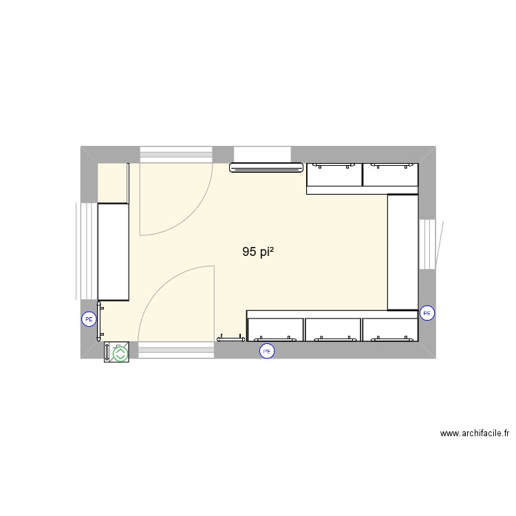 portique. Plan de 1 pièce et 9 m2